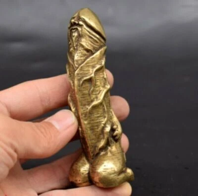 Solid Bronze Copper Statue Hand Carved Penis Love Amulet Gift 80211 New - Image 1 of 4