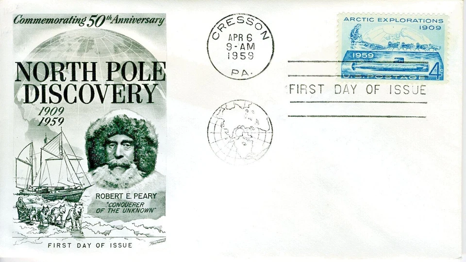 FDC 1959 US Arctic Exploration #1128 4¢ Fleetwood Cachet PO Cresson PA - Image 1 of 2