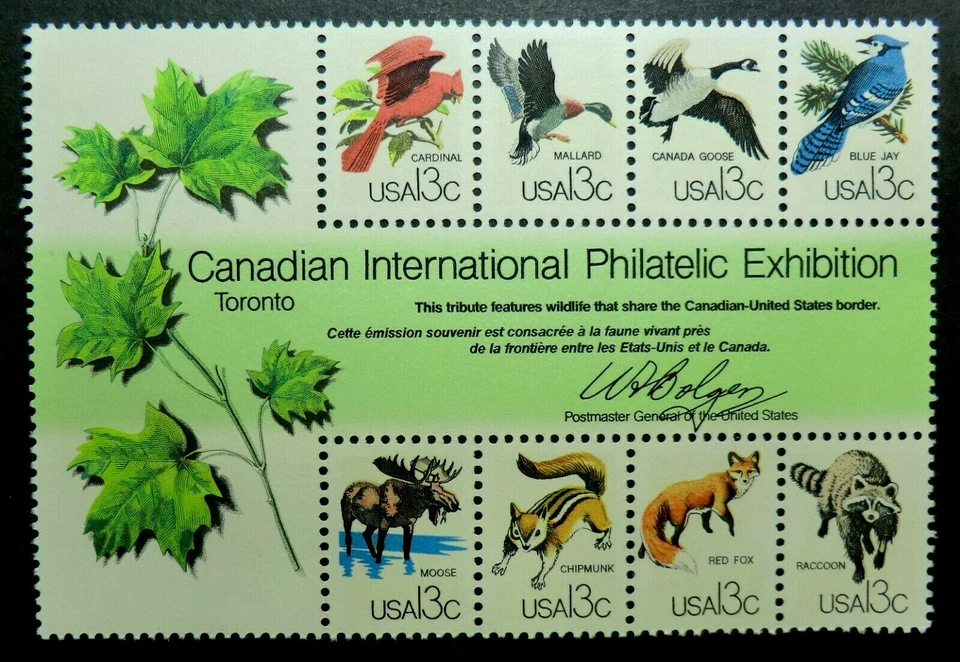 1757 MNH 1978 13c CAPEX Wildlife Birds Goose Jay Moose Chipmunk Red Fox Raccoon - Image 1 of 1