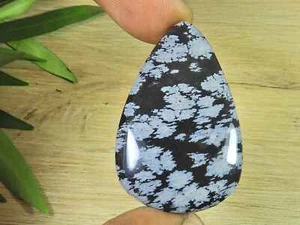 27X42X06MM Copo de Nieve Natural Obsidiana Pera Cabujón Piedra Preciosa Suelta 54Cts. - Imagen 1 de 7
