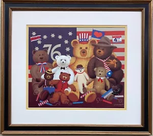 "Osos de peluche patrióticos"" Charles Wysocki Nuevo ENMARCADO PERSONALIZADO Arte Americano - Imagen 1 de 3