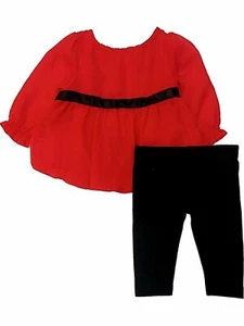 Infant Girls Red Tunic & Black Legging Christmas 2 Piece Outfit Set 0/3M - Picture 1 of 2