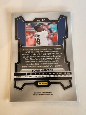 2024 Panini Prizm Baseball TORII HUNTER SILVER PRIZM #28 MINNESOTA - Image 1 of 2