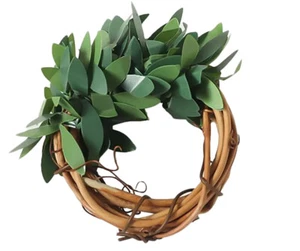 Rattan and Faux Leaf Napkin Rings Set of 6 - Picture 1 of 2