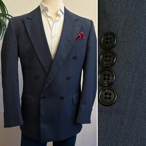 STAFFORD DOUBLE BREASTED JACKET SIZE 42L VINTAGE USA PEAK LAPEL BLAZER 80’s 90’s - Picture 1 of 17