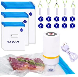 42 PCS Sous Vide Vacuum Sealer Set - 30 Reusable Bags, 5 Clips and Sealing Clips - Picture 1 of 2