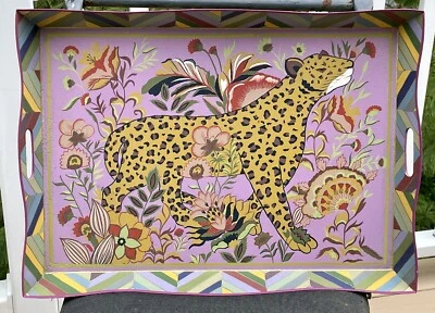 MacKenzie Childs Toleware Leopard Serving Tray 21" x 15" - Image 1 of 4