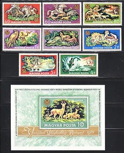 Ungarn 1971 postfrisch Sc 2066-2073, C313 Jagd & Fischerei. Weltjagdausstellung ** - Bild 1 von 1