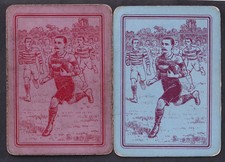 2 WIDE VINTAGE PLAYING CARDS ENGLISH RUGBY FOOTBALL SOCCER PLAYERS  VERY OLD