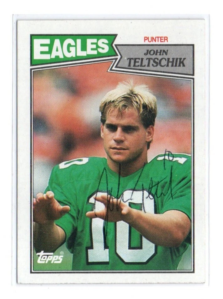JOHN TELTSCHIK PHILADELPHIA EAGLES 1987 TOPPS  IP/TTM AUTOGRAPH AUTO - Image 1 of 1