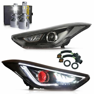 LED Headlights w/ DEMON EYES + D2S LED Bulbs for Elantra 11-16 Sedan 13-14 Coupe - Picture 1 of 12