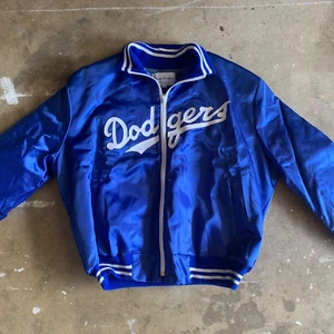 1970s LOS ANGELES L.A. DODGERS DANNY GOODMAN BLUE SATIN BOMBER JACKET SZ XL 70s - Picture 1 of 10