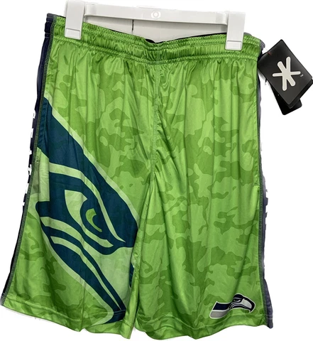 Seattle Seahawks Shorts NFL Gradient Blue Green Big Logo Training Shorts NWT L Cover