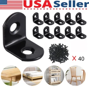 20PCS Stainless Steel L-Shaped Bracket Corner Brace 90 Degree Angle Corner Black - Picture 1 of 20