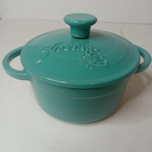 Fiesta Cast Iron Mini Dutch Oven Casserole Fiestaware .35 Qt Turquoise Blue Pot - Picture 1 of 9