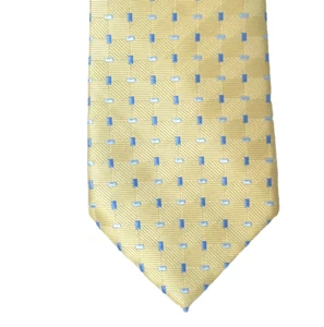 M&S check tie yellow and blue machine washable Marks and Spencer vintage 1990s - Picture 1 of 3
