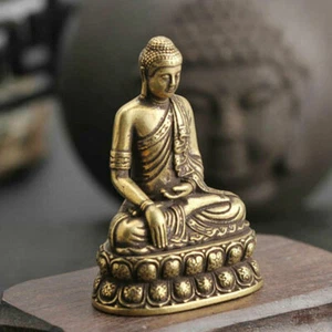 Bronze Brass Tibet Buddhism Buddhist Sakyamuni Buddha Figure Small Statue USA - Picture 1 of 12