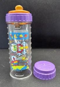 Vintage Playtex Purple Space Cat & Dog Nurser Flat Top Nipple Drop In 8oz Bottle - Picture 1 of 10