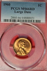 1960 PCGS LARGE DATE MS66RD LINCOLN MEMORIAL CENT #K48783 - Picture 1 of 2