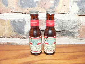 Vintage Budweiser 4" Miniature Beer Bottle Advertising Salt & Pepper Shakers Set - Picture 1 of 4