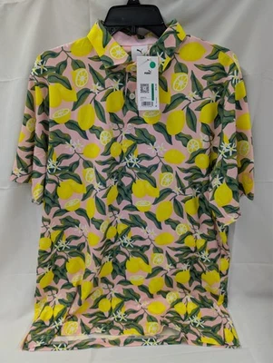 Puma Arnold Palmer Polo Shirt Mens Sz Large Lemon Branch Pale Pink Golf - New - Image 1 of 3