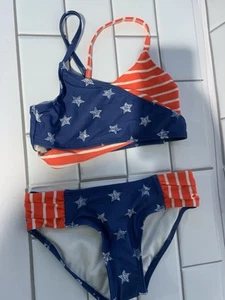 Kids Bikini XS. 4/5 RED WHITE BLUE with STARS 2 Piece 🇺🇸⭐️ - Picture 1 of 8