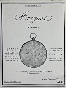 PUBLICITÉ DE PRESSE 1925 MONTRES DE LUXE BREGUET CHRONOMETRES DE MARINE - Imagen 1 de 1