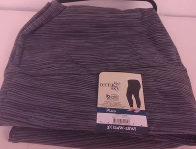 Terra & Sky Space Dye Flannel Gray Capri Leggings Size 3X - New - Image 1 of 4