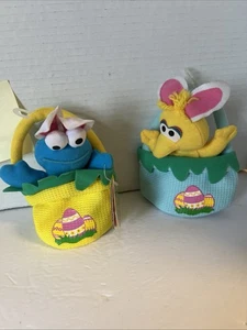 Jim Henson Sesame Street 6" Cookie Monster & Big Bird Easter Pal  Finger Puppet - Picture 1 of 3