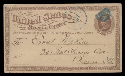 FROM BRADLEY HORTON -USED UX1 CARD, LIGHT BLUE HAND CANCEL, LEROY NY - Image 1 of 2