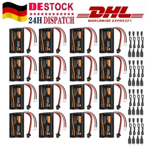 16 Piezas 7.4V 1300mAh Li-Ion Baterías 20C SM Enchufe Baterías con Cargador USB - Imagen 1 de 9