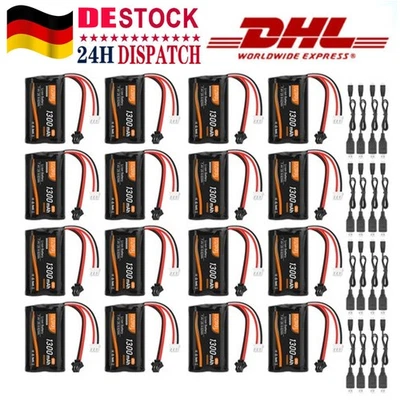 16 Stücke 7,4 V 1300mAh Li-Ion Akkus 20C SM Stecker Batterien mit USB-Ladegerät - Bild 1 von 4