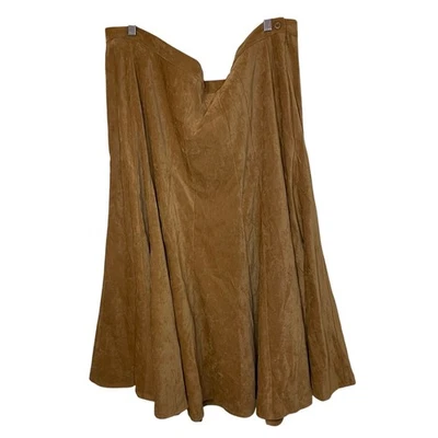 Vestido Granero Western Wear Imitación Gamuza Marrón Claro Midi Falda Acampanada Talla 24w Foto 1 de 4