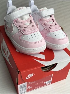 Kleinkind Nike Court Borough Low Recraft weiß/pink Schaumstoff Größe 6C - Bild 1 von 10