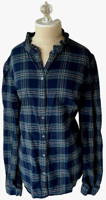 Camisa a Cuadros BANANA REPUBLIC Volantes Cuello Franela Tartán Vacaciones XLT XL ALTO Pino Foto 1 de 4