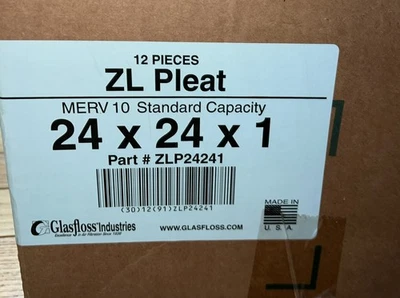 24x24x1 Air Filter Glasfloss ZL Series MERV 10 - Box of 5 - Image 1 of 2