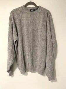 NWT-Vintage Trader Bay Sweater Mens Large Gray Knit Grandpa Cotton Blend - Picture 1 of 5
