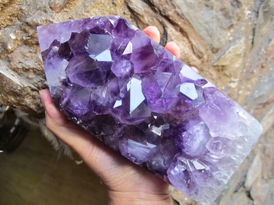 Amethyst Crystal Healing Cluster point Large intuition natural Power stone sits - Image 1 of 4