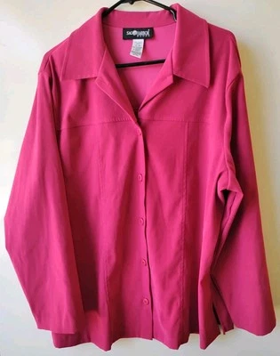 SAG HARBOR Woman Pink Button Front Soft Jacket 18W - Image 1 of 4