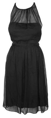 Adrianna Papell Black Sleeveless Chiffon Halter Dress Cocktail Sz 8 Party Wear  - Image 1 of 4