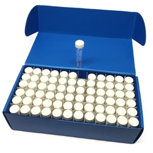 Schachtel mit 72 Qorpak 242636 Borosilikatglasfläschchen, klar mit weißer Kappe, 40 ml - Bild 1 von 4