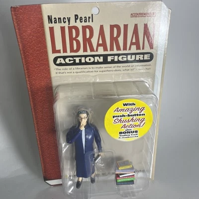 Shushing Nancy Pearl Librarian Figure 2003 Includes Bookmark + Trading cards - Image 1 of 2