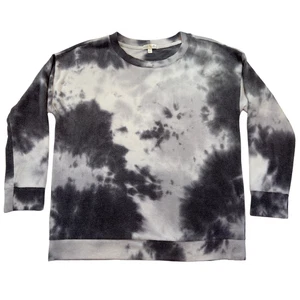 Nine Britton Tie-Dye Fleece Pullover Sweatshirt Women’s M Black Gray Soft - Picture 1 of 6