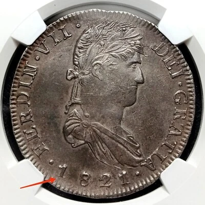1821 Zs RG Mexico 8 Reales Silver Coin War of Independence. Variant '1' far away - Image 1 of 4