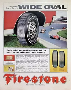 VINTAGE 1960s Print Ad ~ Firestone Super Sports Wide Oval Tire ~ - Picture 1 of 1