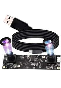 ELP 1080P Dual Lens USB Camera Module 3D Stereo PC Camera for Computer Mini UVC - Photo 1/5