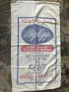 Vintage Poultry Feed Cloth Bag = "Big Egg" - Picture 1 of 2