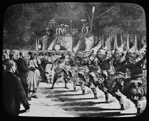 ANTIQUE Magic Lantern Slide DEVILS DANCE AT PRIVATE PEREHARA C1876 INDIA - Picture 1 of 2