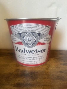 Budweiser Metal Beer Ice Bucket Pail Double-Sided NICE CONDITION - Picture 1 of 13