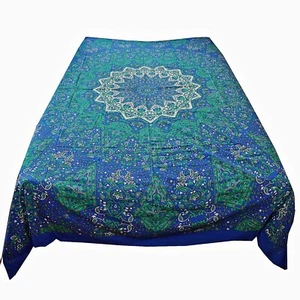Tagesdecke Bettüberwurf 100% Baumwolle Inside Dreams Mandala Blau-Grün - Bild 1 von 2